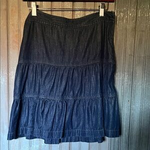 LOFT Dark Blue Tiered Midi Skirt